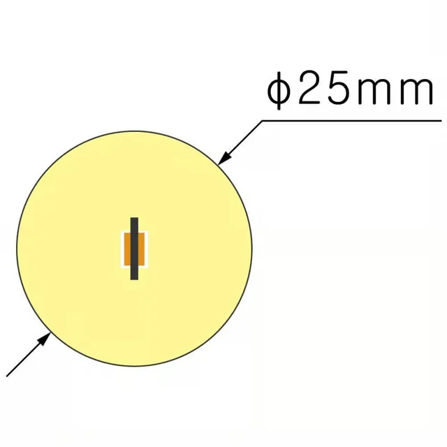 Dimensioned cross-section of NS-ND25 Neon Flex, 25 mm diameter.