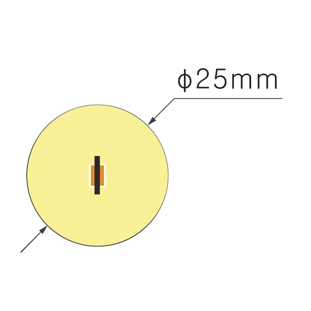 Dimensioned cross-section of NS-ND25B Black Neon Flex, 25 mm diameter.