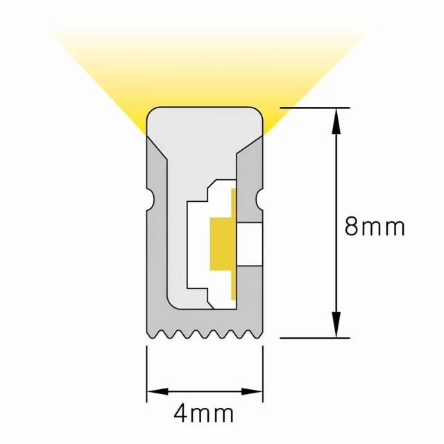 Dimensioned cross-section of NS-S0408 Neon Flex, 4 × 8 mm.