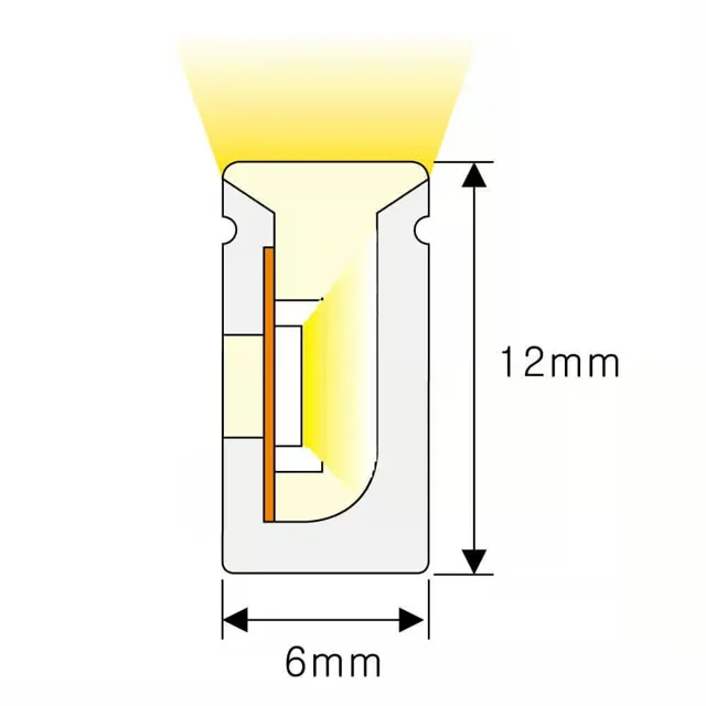 Dimensioned cross-section of NS-S0612 Neon Flex, 6 × 12 mm.
