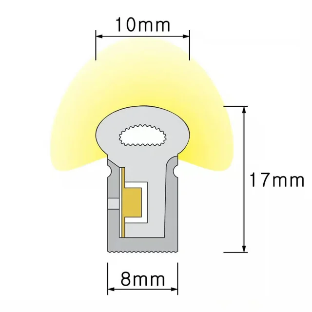 Dimensioned cross-section of NS-S0817 Neon Flex, 8 × 17 mm.