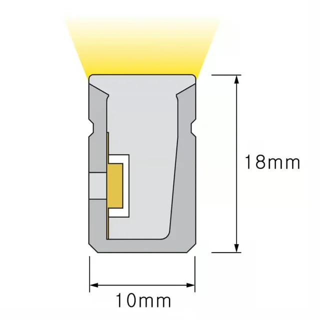 Dimensioned cross-section of NS-S1018 Neon Flex, 10 × 18 mm.