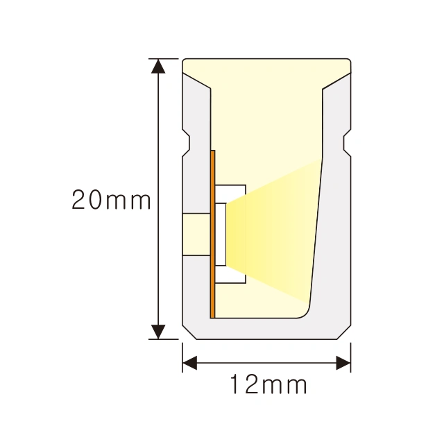Dimensioned cross-section of NS-S1220 DMX512 Pixel Neon Flex, 12 × 20 mm.