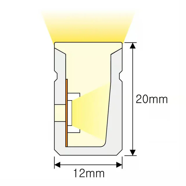 Dimensioned cross-section of NS-S1220 Neon Flex, 12 × 20 mm.