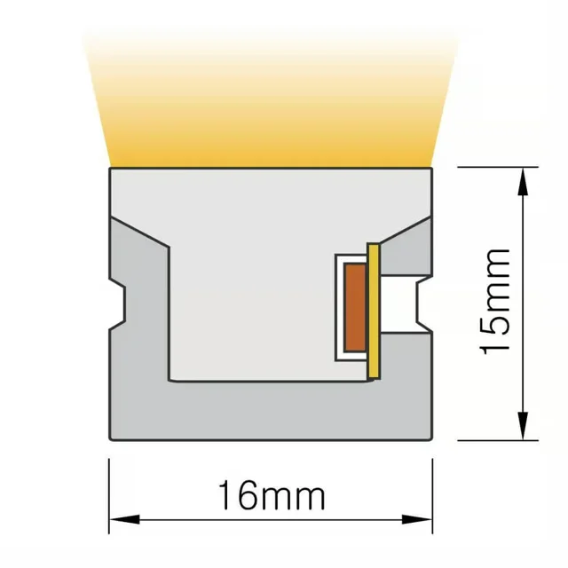 Dimensioned cross-section of NS-S1615 Neon Flex, 16 × 15 mm.