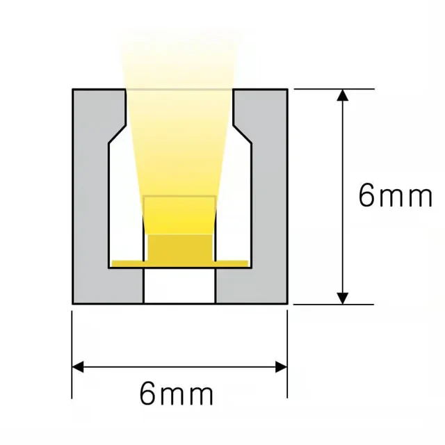 Dimensioned cross-section of NS-T0606 Neon Flex, 6 × 6 mm.