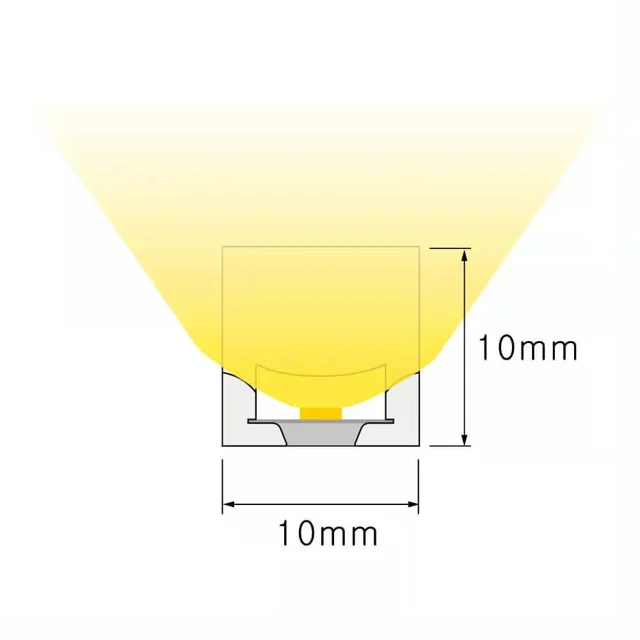 Dimensioned cross-section of NS-T1010 Neon Flex, 10 × 10 mm.