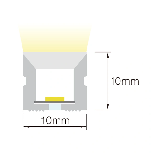 Dimensioned cross-section of NS-T1010S Neon Flex, 10 × 10 mm.