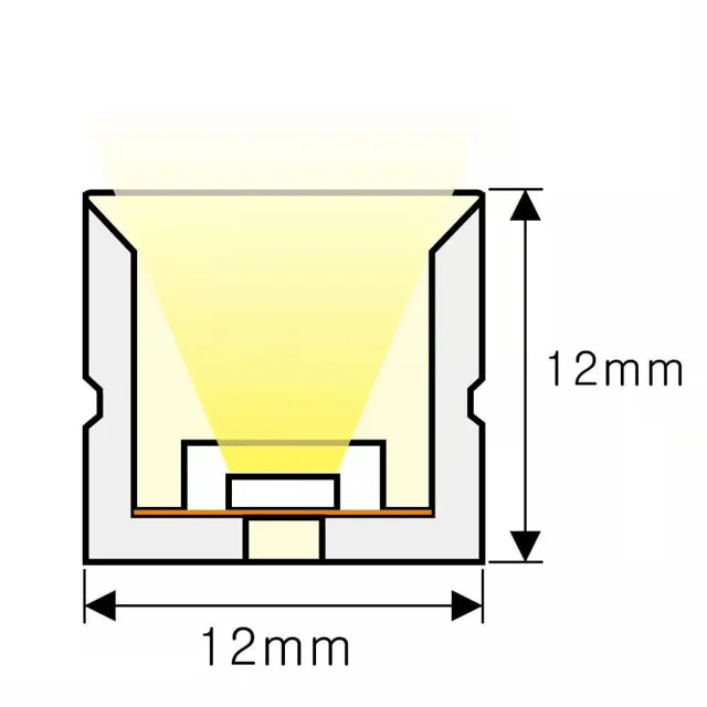 Dimensioned cross-section of NS-T1212 Neon Flex, 12 × 12 mm.