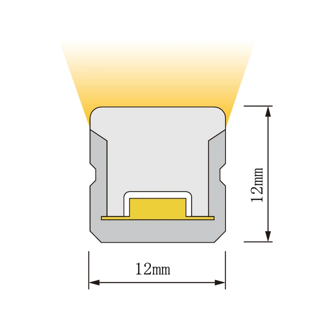 Dimensioned cross-section of NS-T1212H High Efficiency Neon Flex, 12 × 12 mm.